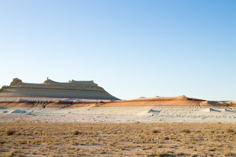 Mangystau desert landmark, Kyzylkup area, Kazakhstan. Rock strata formations
